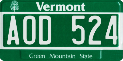 VT license plate AOD524