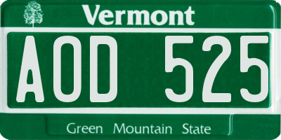 VT license plate AOD525