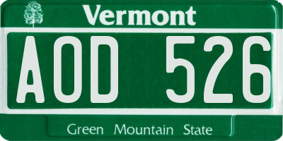 VT license plate AOD526