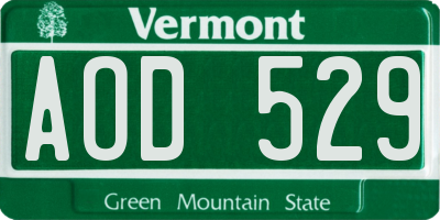 VT license plate AOD529