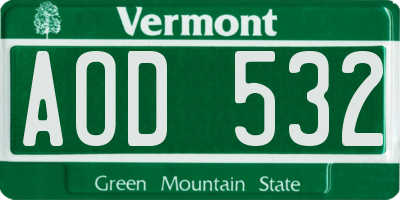 VT license plate AOD532