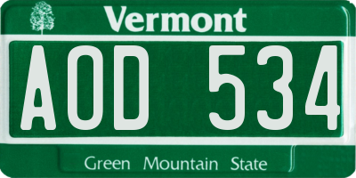 VT license plate AOD534