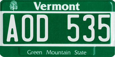 VT license plate AOD535