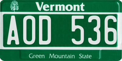 VT license plate AOD536