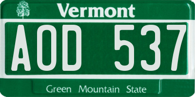 VT license plate AOD537