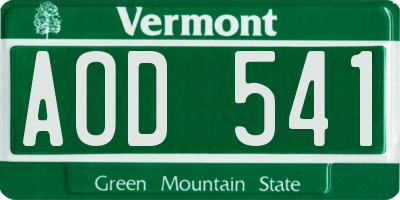 VT license plate AOD541