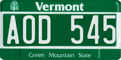 VT license plate AOD545