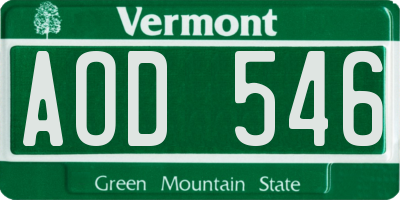 VT license plate AOD546