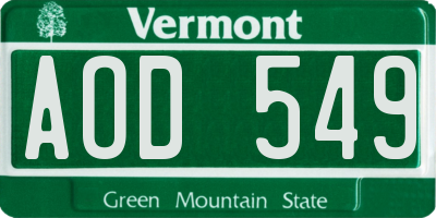 VT license plate AOD549