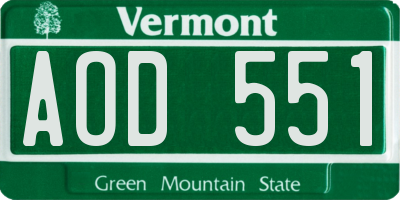 VT license plate AOD551