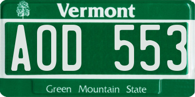 VT license plate AOD553