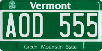 VT license plate AOD555