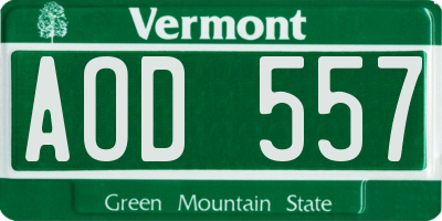 VT license plate AOD557