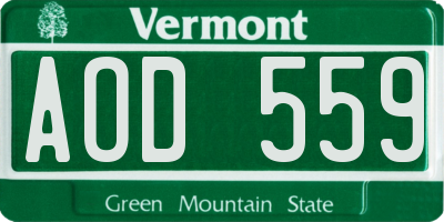 VT license plate AOD559