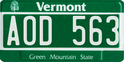 VT license plate AOD563