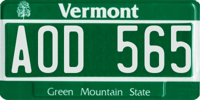 VT license plate AOD565