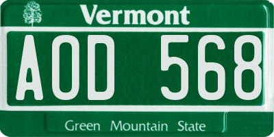 VT license plate AOD568