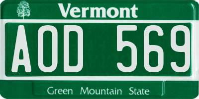 VT license plate AOD569