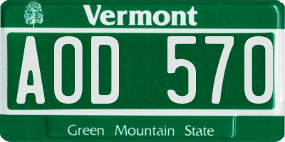 VT license plate AOD570