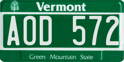 VT license plate AOD572