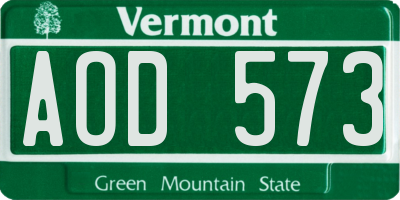 VT license plate AOD573