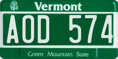 VT license plate AOD574