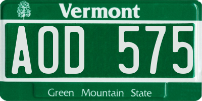 VT license plate AOD575