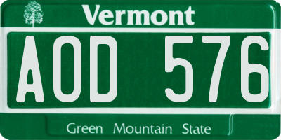 VT license plate AOD576