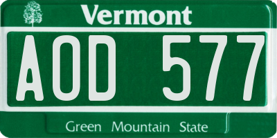 VT license plate AOD577