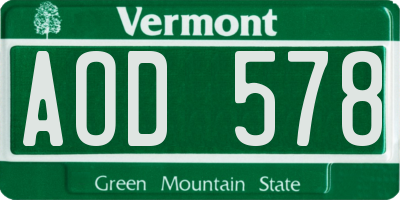 VT license plate AOD578