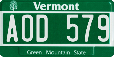 VT license plate AOD579