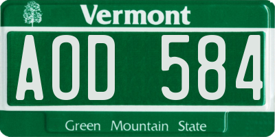 VT license plate AOD584