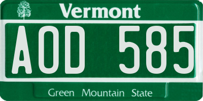 VT license plate AOD585