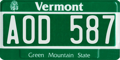 VT license plate AOD587