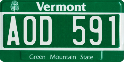VT license plate AOD591