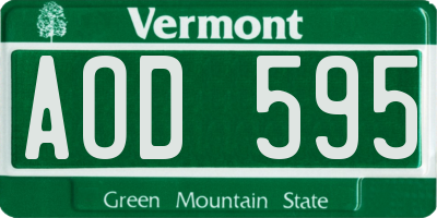 VT license plate AOD595