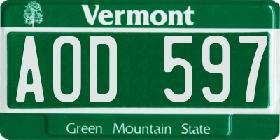 VT license plate AOD597