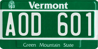 VT license plate AOD601