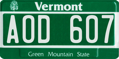 VT license plate AOD607