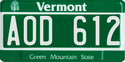 VT license plate AOD612