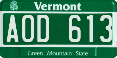 VT license plate AOD613