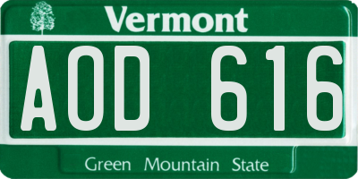 VT license plate AOD616