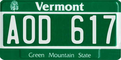 VT license plate AOD617