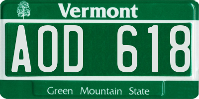 VT license plate AOD618