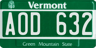 VT license plate AOD632