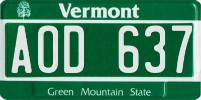VT license plate AOD637
