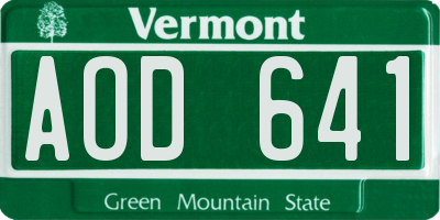 VT license plate AOD641