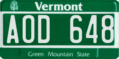 VT license plate AOD648
