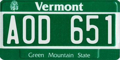 VT license plate AOD651