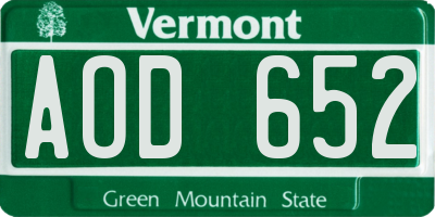 VT license plate AOD652